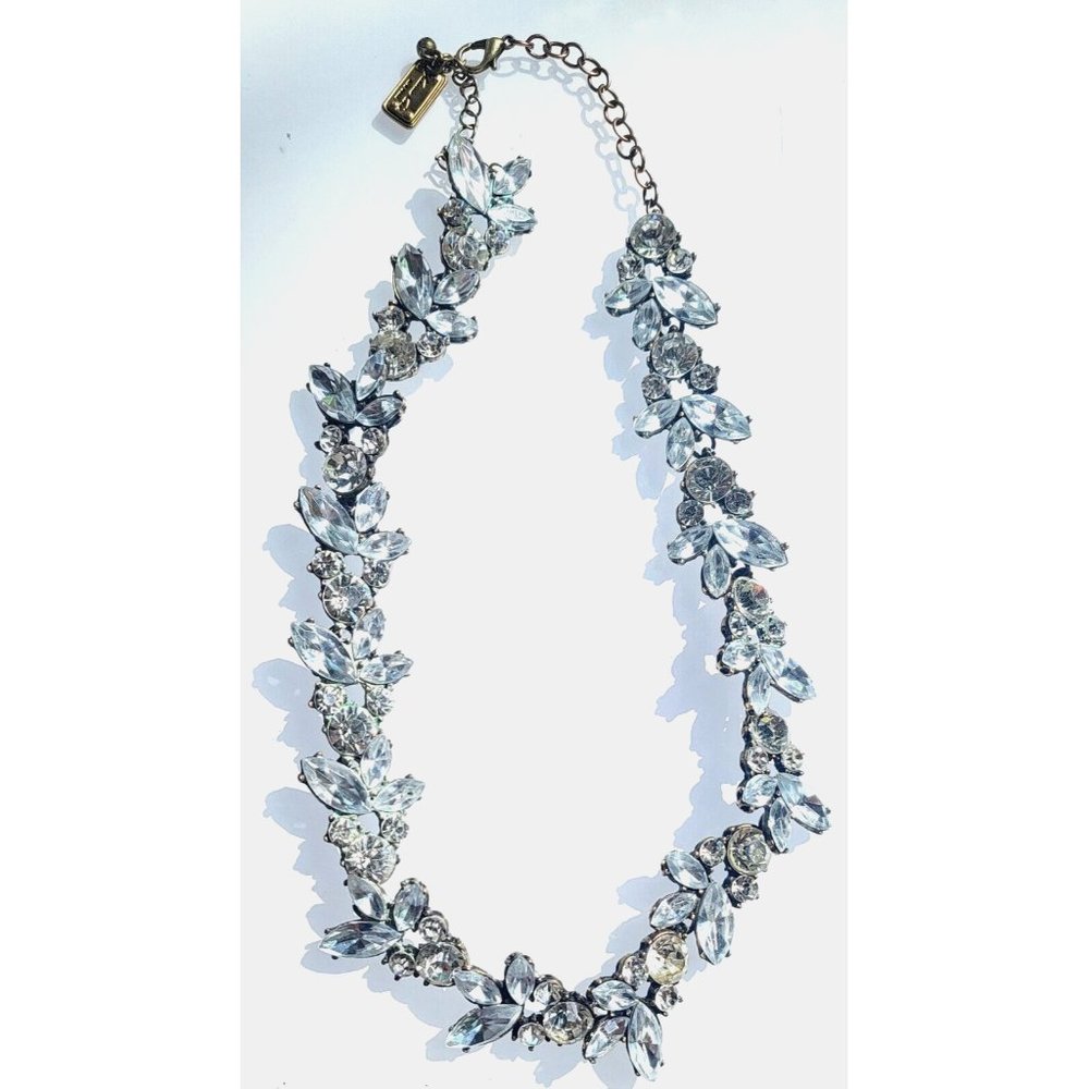 KENNETH COLE CLEAR RHINESTONE CRYSTAL STATEMENT NECKLACE GOLD TONE BRASS METAL